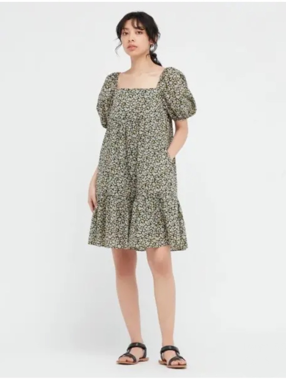 Uniqlo Printed Cotton Square Neck Mini Dress size M